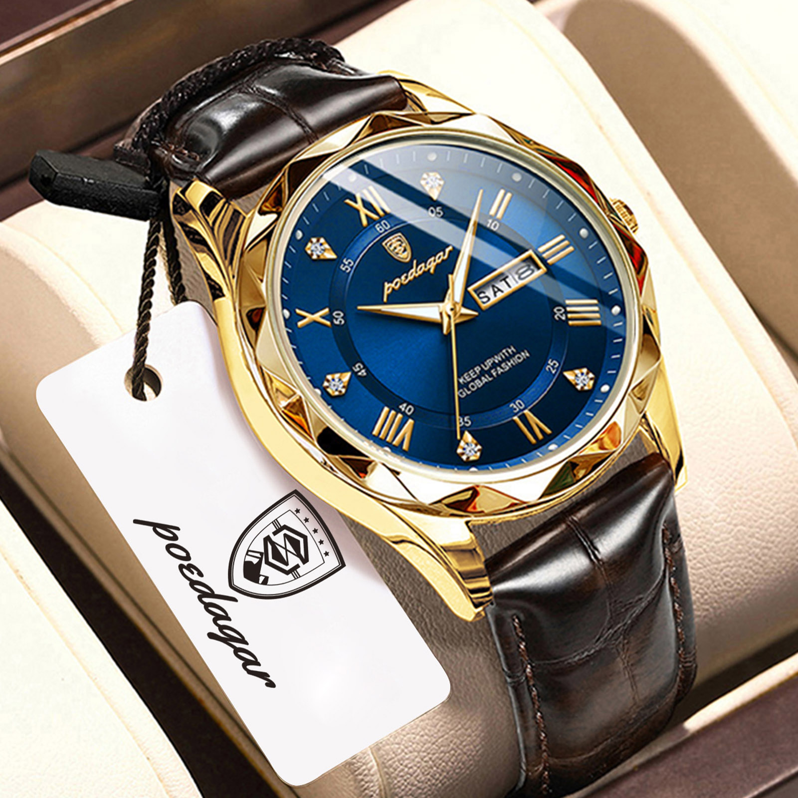 POEDAGAR Модные мужские часы,  – обзор и цена Suede Strap Watch