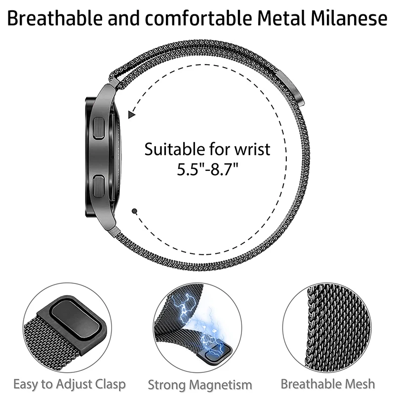 Ремешок 20 мм для Amazfit GTS  – обзор и цена Milanese Loop Magnetic